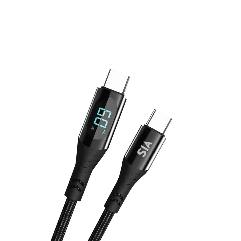 SIA Powerlink LED Nylon Braided Cable C-C 60W- 100CM - Black