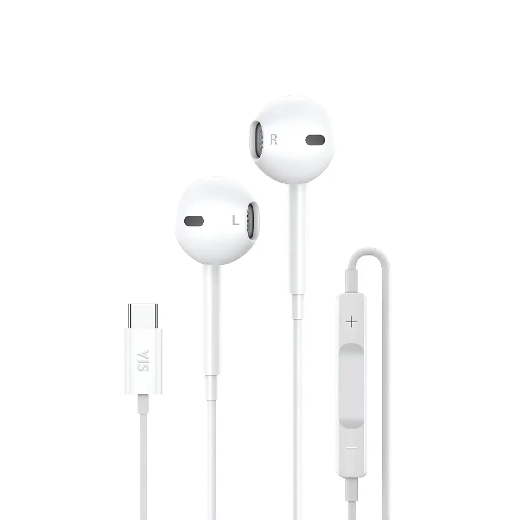 SIA SOUNDLINK -  WIRED TYPE-C EARPHONE WITH MIC AND VOLUME CONTROL 1.2M-WHITE