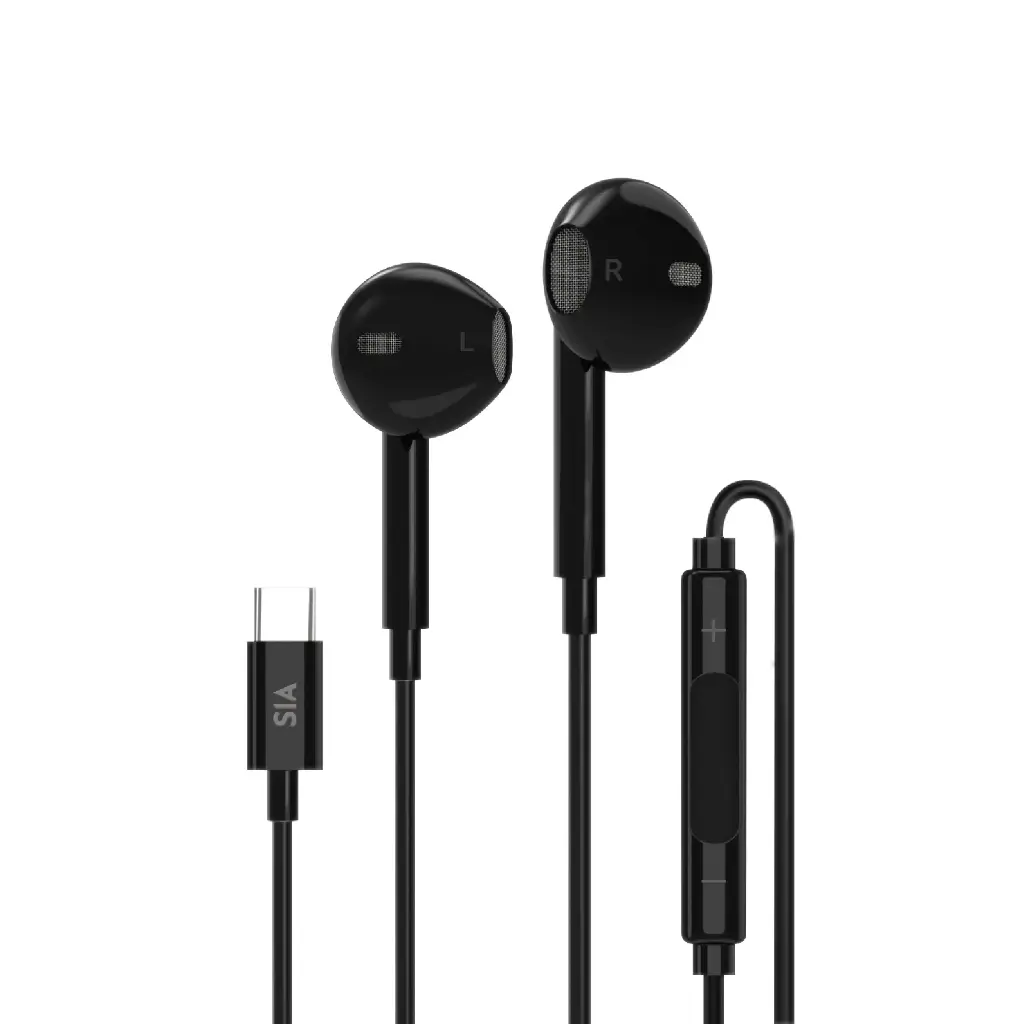 SIA Soundlink Wired Type-C Earphone With Mic And Volume Control 1.2M - Black