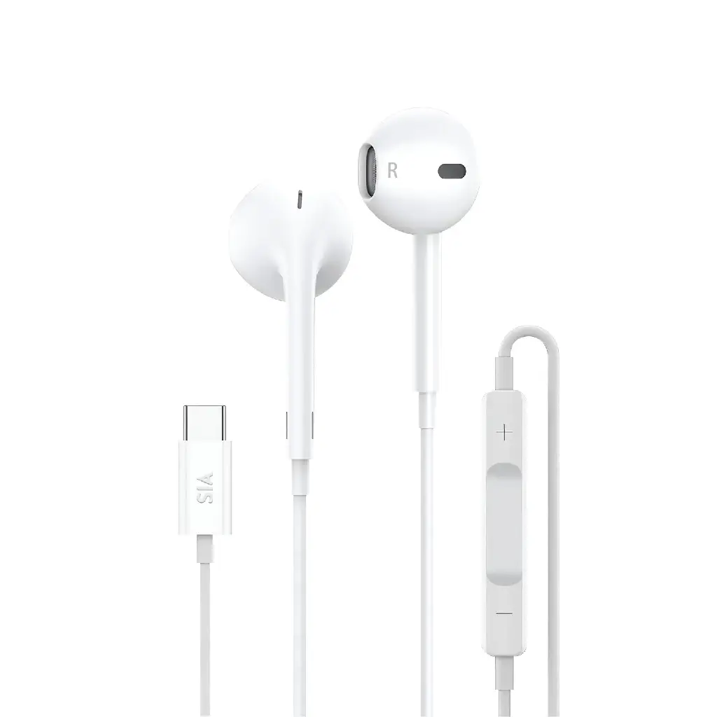 SIA SOUNDLINK -  WIRED TYPE-C EARPHONE WITH MIC AND VOLUME CONTROL 1.2M-WHITE (IOS COMPATIBLE )