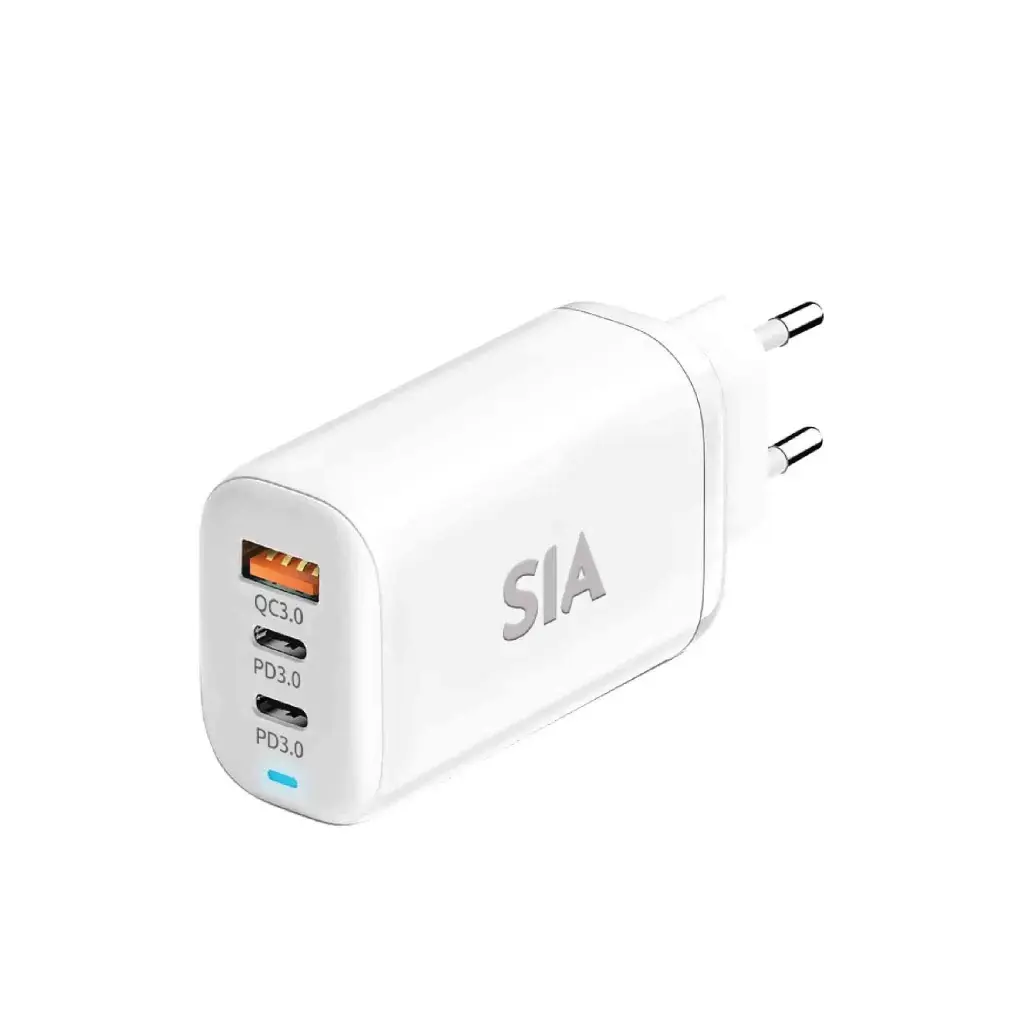 SIA VoltBase Wall Charger with 3 ports 65W PD3.0/QC3.0/PPS - White