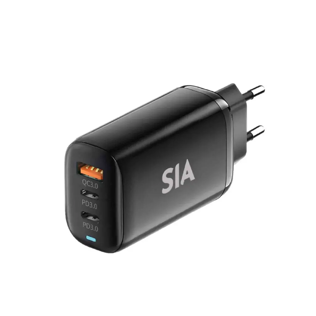 SIA VoltBase Wall Charger with 3 ports 65W PD3.0/QC3.0/PPS - Black
