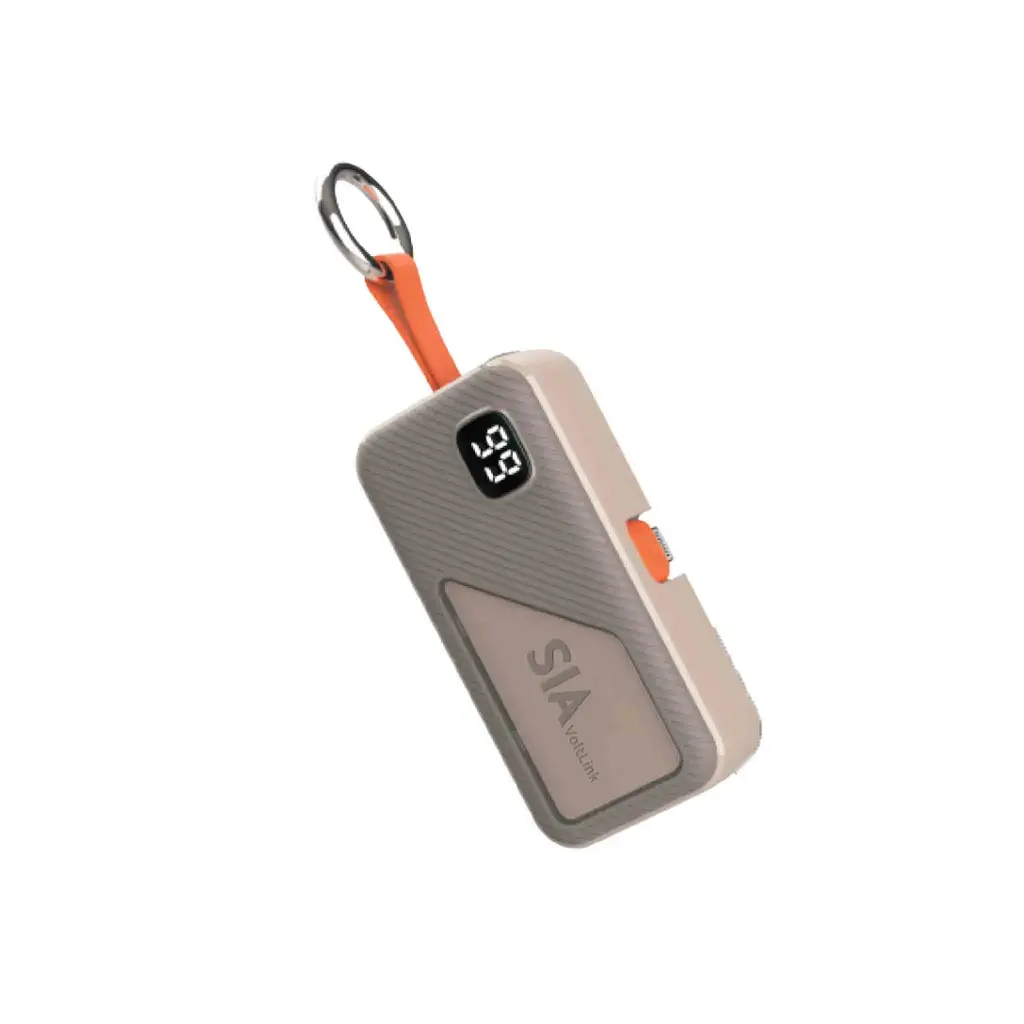 SIA Volt Link Mini Power Bank Lightning and Type-C Plug PD 20W 5000mAh - Beige 