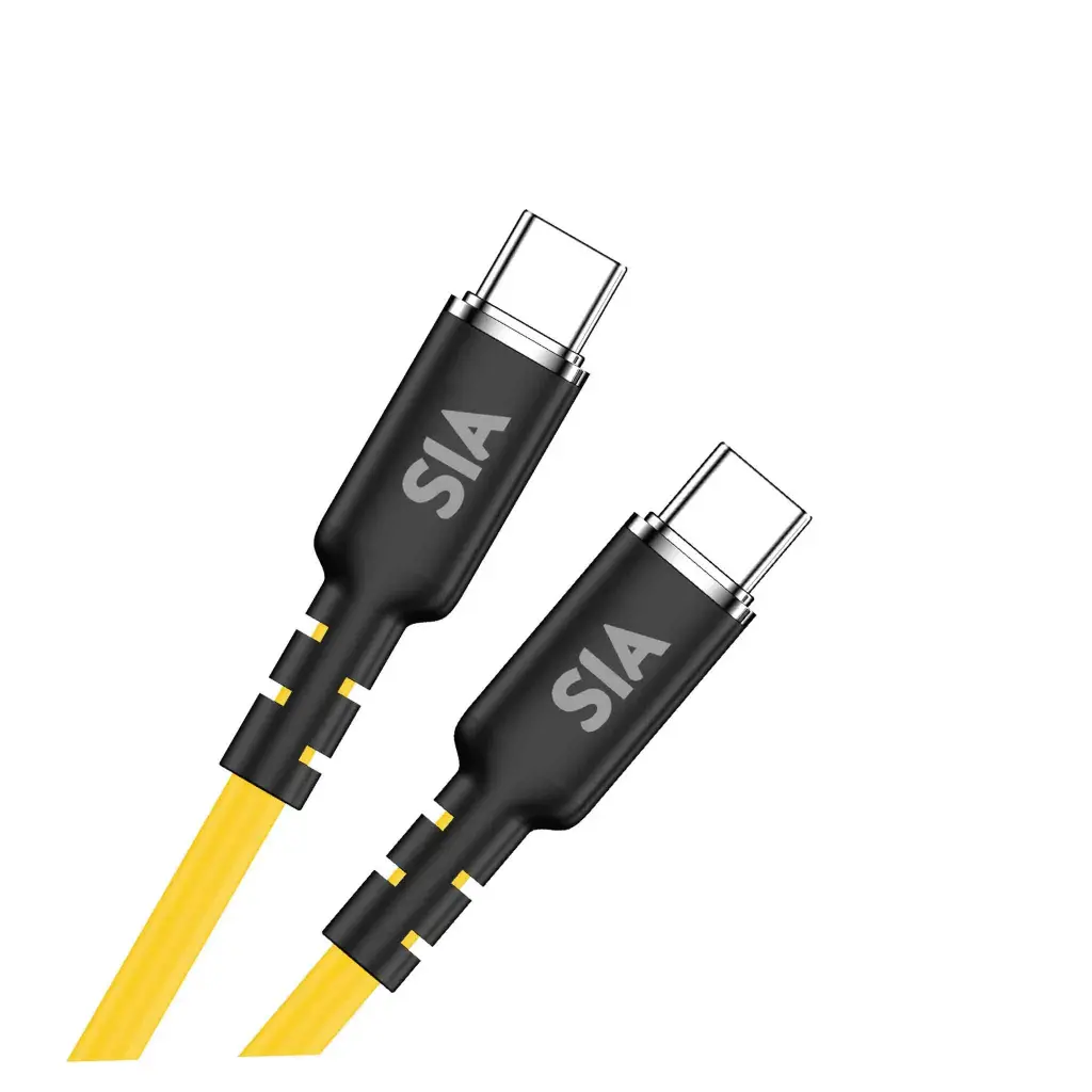 SIA powerlink Silicone Type-C to Type-C Cable 60W - 1.2m - Yellow-Black
