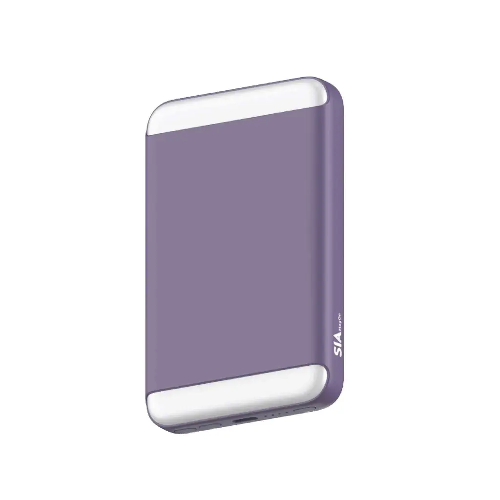 SIA MagOn Magnetic Power Bank PD 20W - Wireless Charging 15W With LED Light 8000mAh - Purple