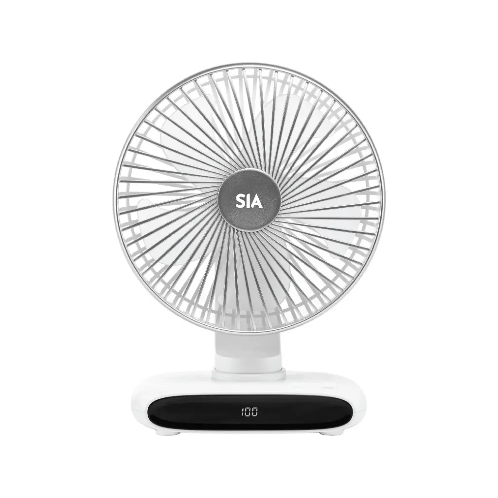 SIA Desktop Fan Rechargable 3600mAh Oscillating - White