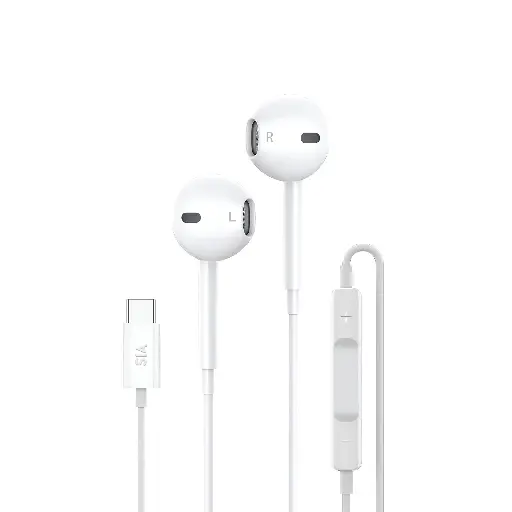 [BK-SL-C-PHONE-WT] SIA SOUNDLINK -  WIRED TYPE-C EARPHONE WITH MIC AND VOLUME CONTROL 1.2M-WHITE