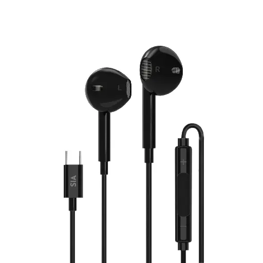 [BK-SL-C-PHONE-BK] SIA Soundlink Wired Type-C Earphone With Mic And Volume Control 1.2M - Black