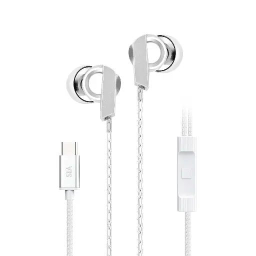 [BK-SL-BRD-C-BUD-WT] SIA SOUNDLINK -  BRAIDED WIRED TYPE-C EARBUDS WITH MIC AND VOLUME CONTROL 1.2M-WHITE
