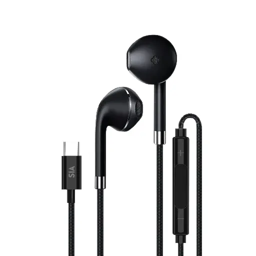 [BK-SL-BRD-C-PHONE-BK] SIA Soundlink Braided Wired Type-C Earphone With Mic And Volume Control 1.2M - Black