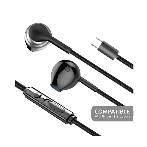[SI-SL18PHN-BLK] SIA Soundlink Wired Type-C EarPhone With Mic and Volume Control 1.2m - Black (Ios Compatible )