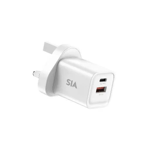 [SIVB35WUKP2-WT] SIA VoltBase Wall Charger Gan PD/PPS/QC 35W Dual Ports A+C - White - UK