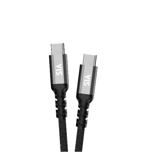 [SIBRDCC10GB-BKG] SIA Powerlink Beaided C-C 100W Cable With 10GBPS Data Transmission Support Video AND Audio, Emark IC - 1.0m - Black With Gray Shell