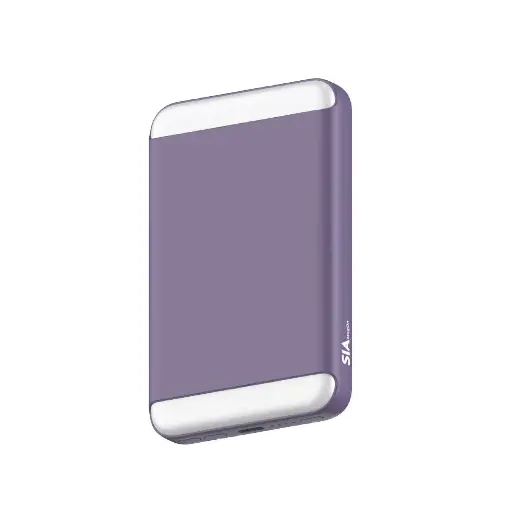 [SIPBMG8LD-PR] SIA MagOn Magnetic Power Bank PD 20W - Wireless Charging 15W With LED Light 8000mAh - Purple