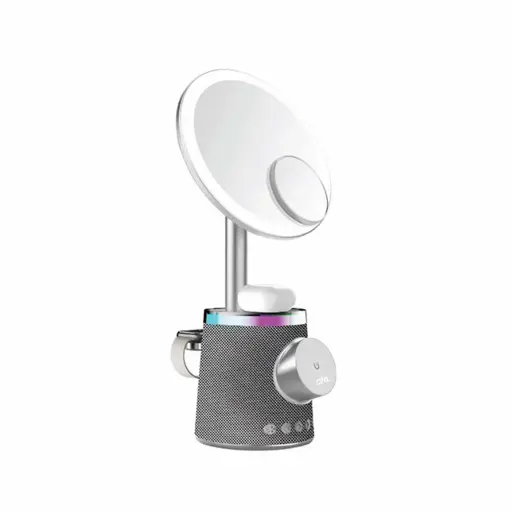 [SIMIR31LG] SIA Makeup Mirror With Speaker And 3 In 1 Wireless Charging - Light Gray 